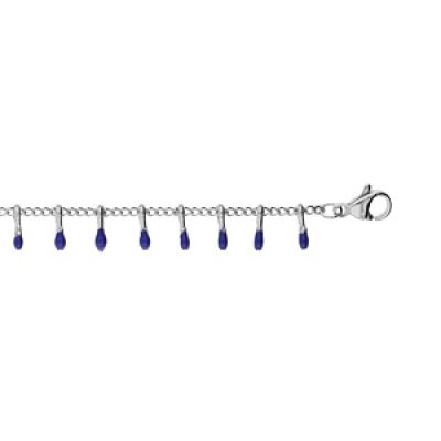 Bracelet en acier chaîne avec pampilles bleues 16+3cm