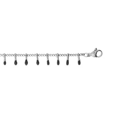 Bracelet en acier chaîne avec pampilles noires 16+3cm