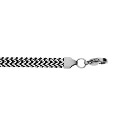 Bracelet en acier maille serrée plate et large - 19+3cm