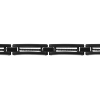 Bracelet en acier et PVD noir câble noir 19+1