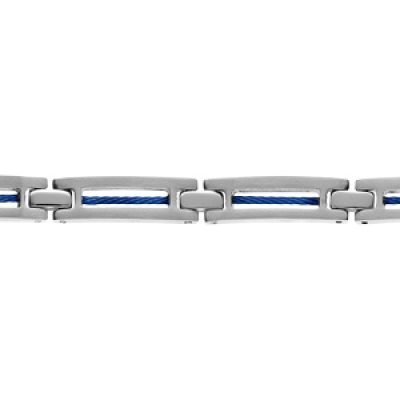 Bracelet en acier avec câble bleu 19+1