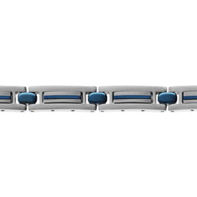 Bracelet en acier avec éléments en PVD bleu 18+3cm réglable double fermoir
