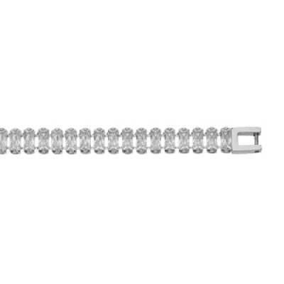 Bracelet en acier cascade d'oxydes blancs sertis avec double fermoir 17.5+1cm