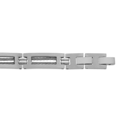 Bracelet en acier avec double câble gris 19