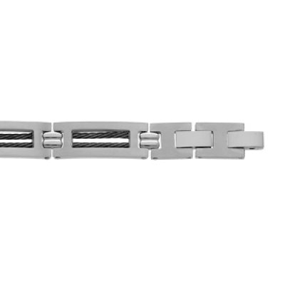 Bracelet en acier avec double câble noir 19