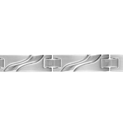 Bracelet en acier avec motif ondulé sur les maillons - longueur 19