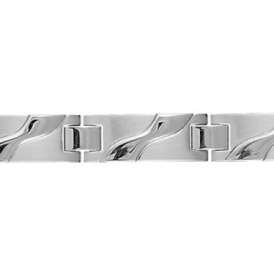 Bracelet en acier avec motifs ondulés sur chaque maillon - longueur 19cm + 1