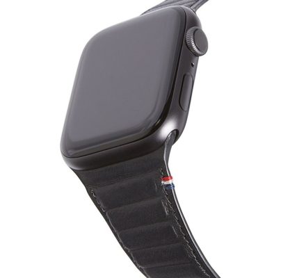 Decoded Magnetic Traction Strap - Bracelet Apple Watch Series 8 (41mm) en Cuir Véritable Fermeture magnétique - Noir