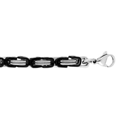 Bracelet en acier et PVD noir gros maillon 22cm