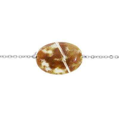 Bracelet en acier chaîne avec pierre naturelle Serpentine (calme & responsabilité) 15+3cm