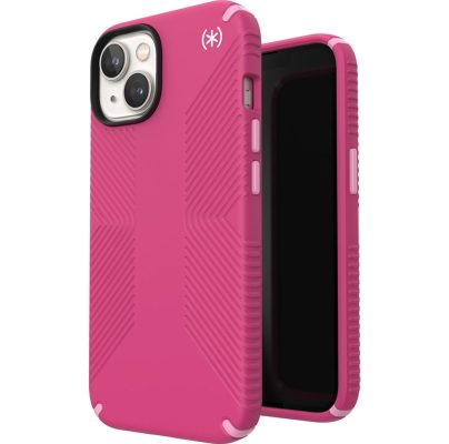Speck Presidio2 Grip - Coque Apple iPhone 14 Plus Coque Arrière Rigide Antichoc Compatible MagSafe - Digital Pink