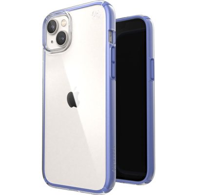 Speck Presidio Perfect Clear Geo - Coque Apple iPhone 14 Plus Coque Arrière Rigide Antichoc - Transparent / Violet