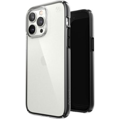 Speck Presidio Perfect Clear Geo - Coque Apple iPhone 14 Pro Max Coque Arrière Rigide Antichoc - Transparent / Noir