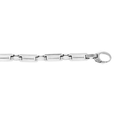 Bracelet en acier maille rectangles serrés longueur 22cm