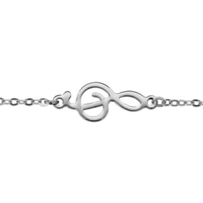 Bracelet en acier chaîne avec clef de sol au milieu
