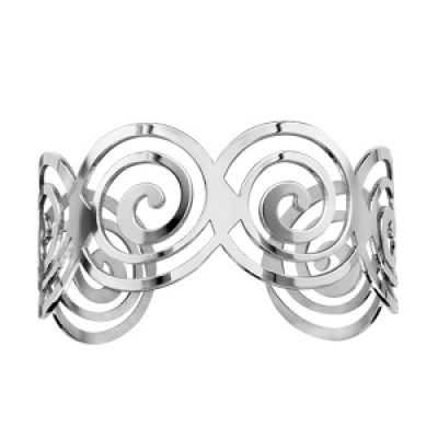 Bracelet en acier manchette géométrique lisse spirales ajourées