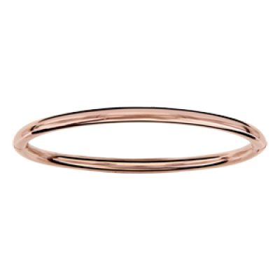 Bracelet jonc en acier et PVD rose articulé forme ovale