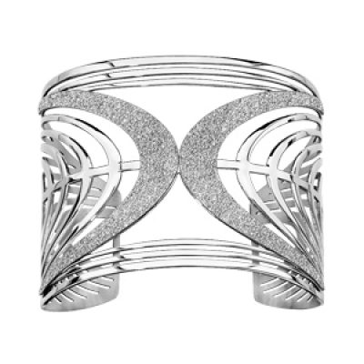 Bracelet en acier manchette formes géométriques arrondies lisses et glitter