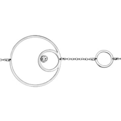 Bracelet en acier et empierrés chaîne avec double cercle et 1 oxyde blanc