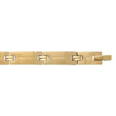 Bracelet en acier et PVD jaune avec petite plaques lisses longueur 21cm