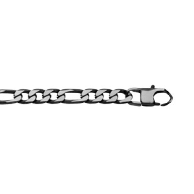 Bracelet en acier maille 1+3 largeur 6mm avec PVD brossé aspect patiné chanfrein noir longueur 20.5cm