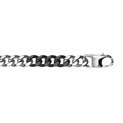Bracelet en acier maille gourmette 6mm bicolore PVD noir 20