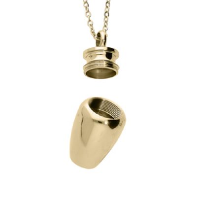 Collier en acier et PVD jaune chaîne avec pendentif "porte poudre" forme urne 50+5cm