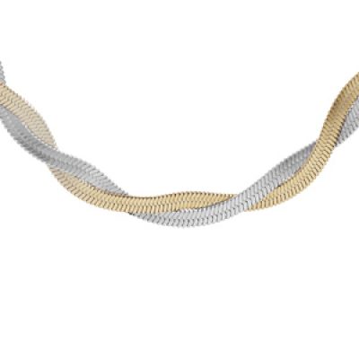 Collier en acier et PVD jaune maille serpent tressée 37+5cm