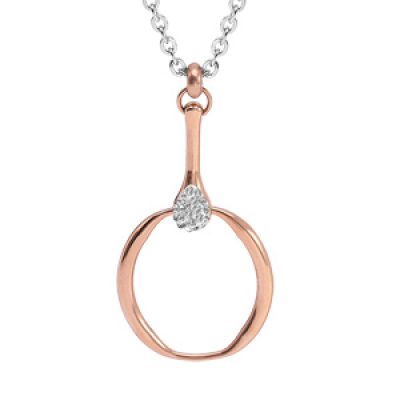 Collier en acier et PVD rose chaîne avec pendentif anneau et pince en oxyde 41