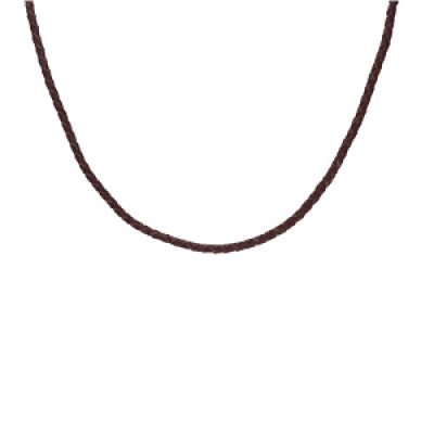 Collier cordon en cuir tressé marron et fermoir mousqueton acier 55cm + 5cm