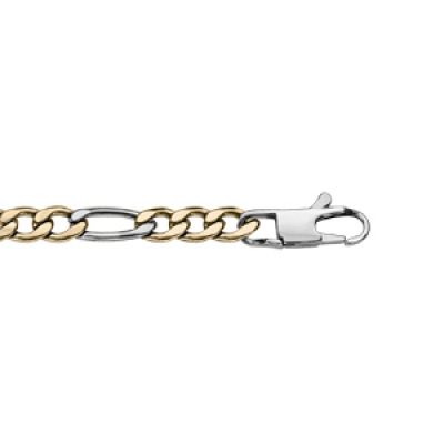 Bracelet en acier et PVD jaune maille alternée 1+3 5mm longueur 21cm