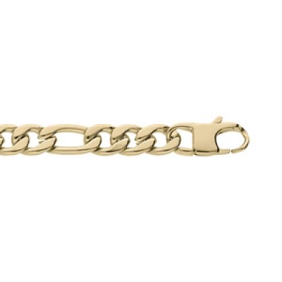 Bracelet en acier et PVD jaune maille figaro 1+3 7mm longueur 21cm