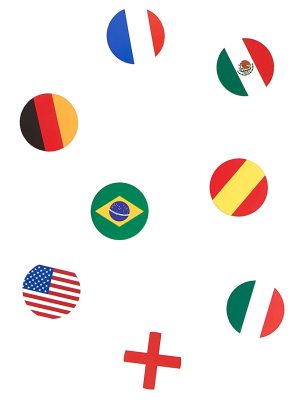 150 Confettis de table drapeau multi-nations