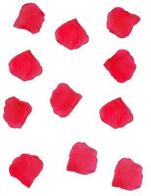 150 pétales de rose en tissu rouge