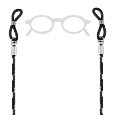Chaîne de lunette corde marine bleu et blanc 74cm