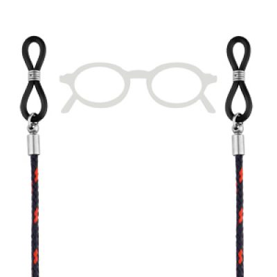Chaîne de lunette en corde marine bleu et rouge 74cm