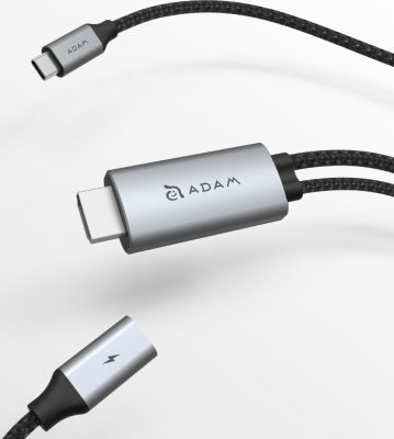 ADAM elements Casa H180 - Câble USB-C vers HDMI 4K 1.8 mètres - Argent