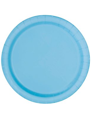 16 Assiettes en carton bleu pastel 22 cm