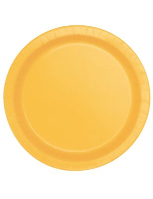 16 Assiettes en carton jaune tournesol 22 cm
