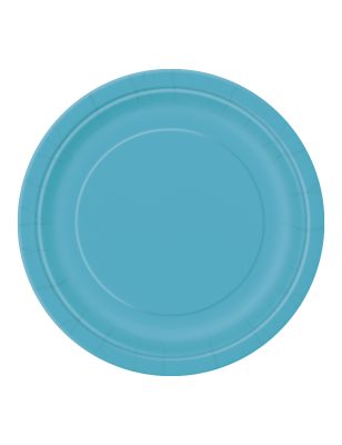 16 Grandes assiettes en carton bleu caraïbe 23 cm