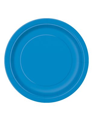 16 Grandes assiettes en carton bleues 22 cm