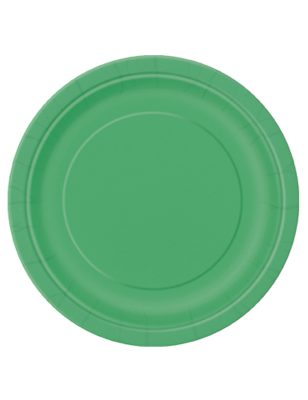 16 Grandes assiettes en carton vert émeraude 22 cm