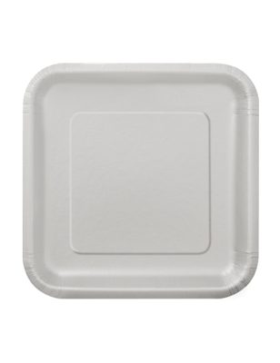 16 Petites assiettes en carton argentées 18 cm