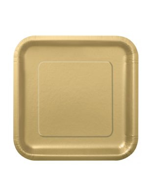 16 Petites assiettes en carton doré mat 17 cm