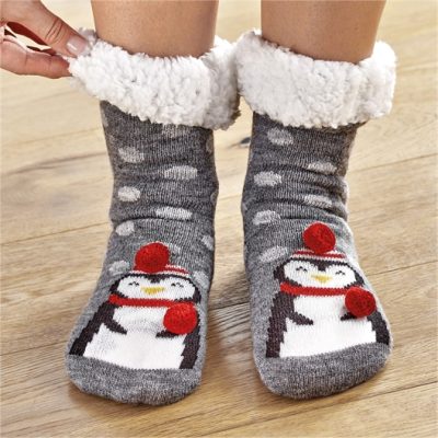 Chaussettes antiglisse Noël renne ou pingouin