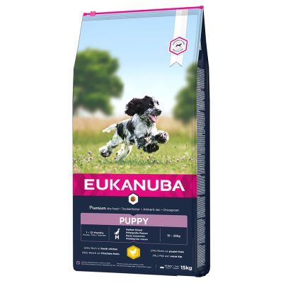 Eukanuba Puppy Medium Breed poulet pour chiot - lot % : 2 x 15 kg