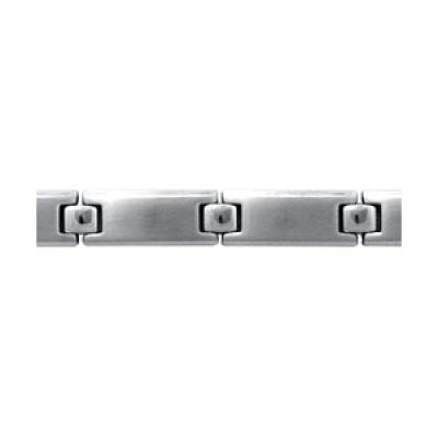 Bracelet en acier alternance de maillons satinés et de petits éléments carrés - longueur 21cm réglable