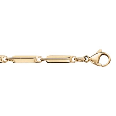 Bracelet en acier et doré maille rectangle longueur 20cm réglable