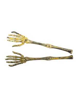 2 Bras de squelettes en plastique doré vieilli 31 cm