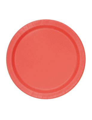 20 Petites assiettes en carton rouge clair 17.1 cm